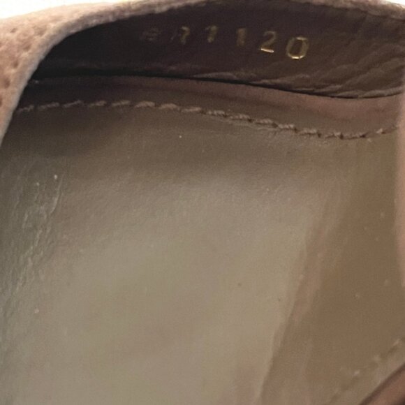 Louis Vuitton Camel Suede Wedge Ankle Wrap Sandals Gold LV Buckle Size 37 (US 7) - Picture 12 of 14